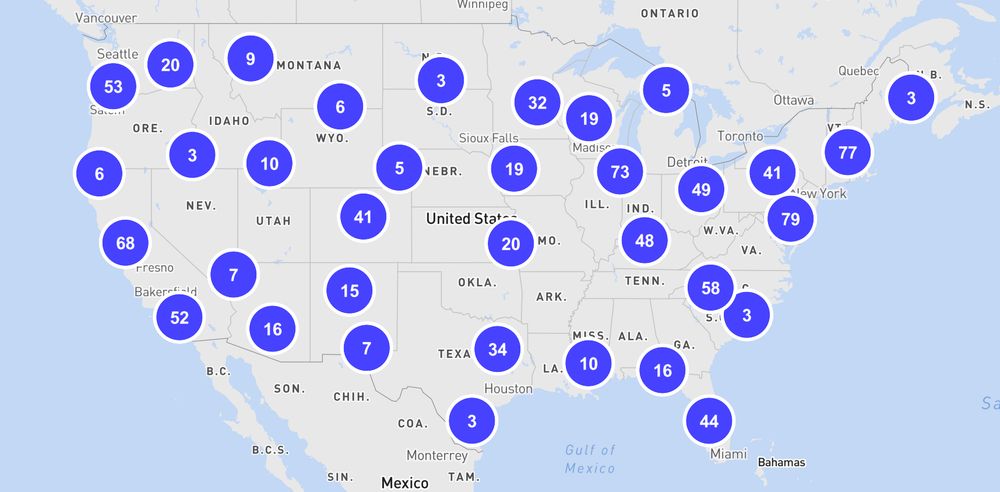 Map of Workers Over Billionaires Labor Day events September 1