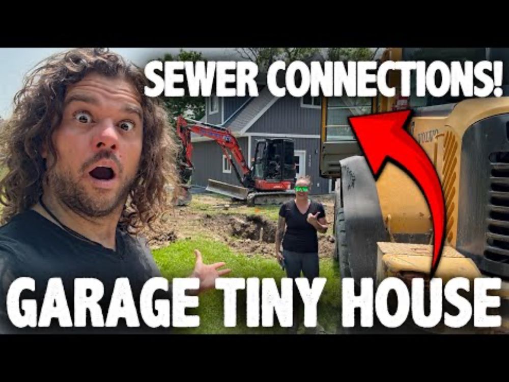 Installing Municipal Sanitary Sewer Connections at the Abandoned Garage Tiny House Cabin!!