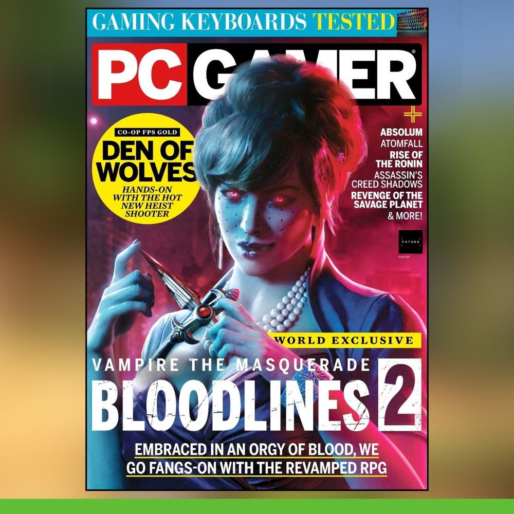 Picture of this month's PC Gamer magazine cover.