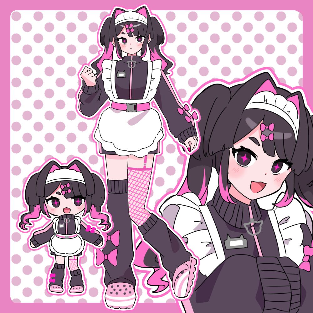 cute anime girl vtuber wearing maid tracksuit jersey pink