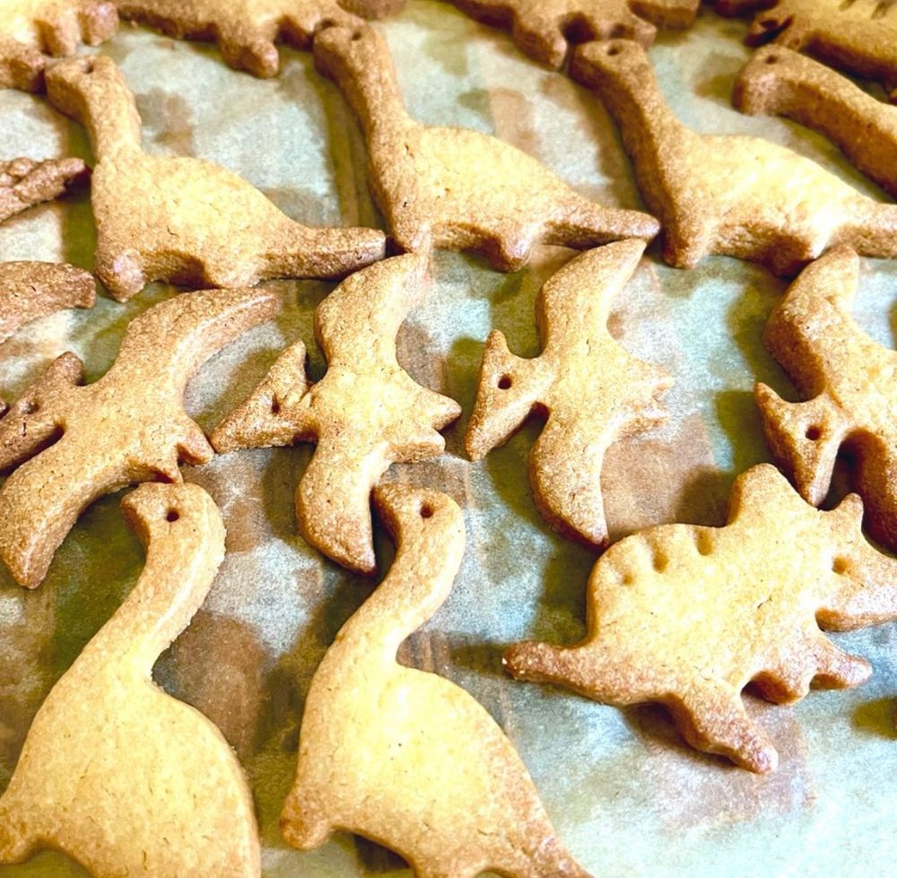 恐竜の型で作ったシナモンクッキー