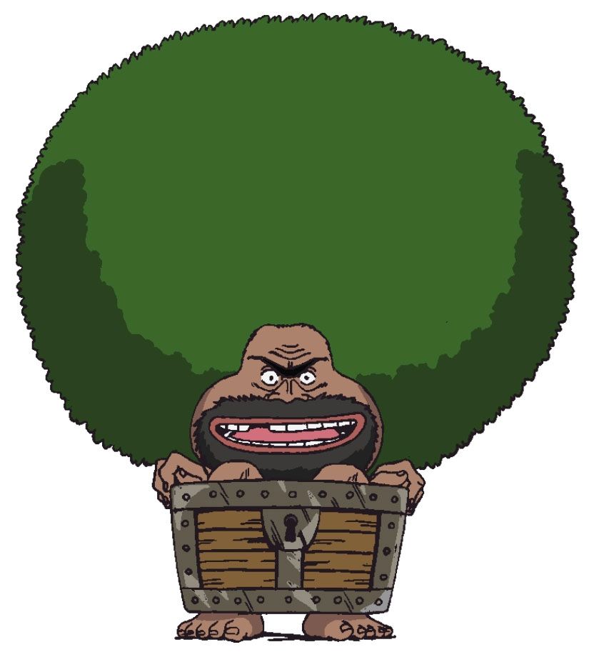 Gaimon, personaje de One Piece que no se parece a una berenjena pero sí a un repollo. 