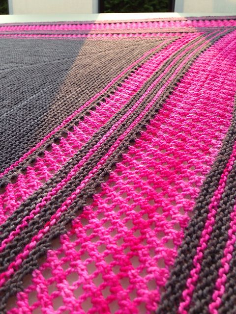 part of a knitted shawl, grey and pink