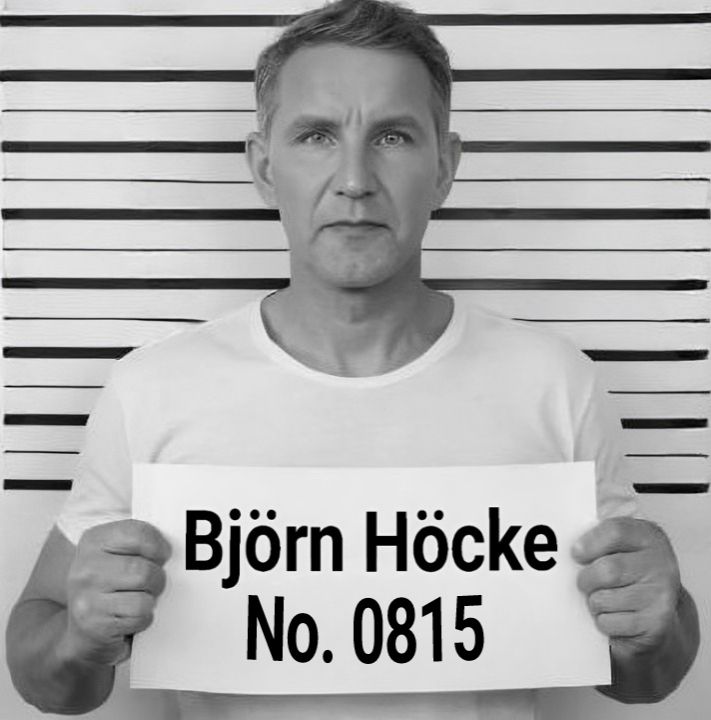 !B Schwarz-weiß Mugshot von Höcke