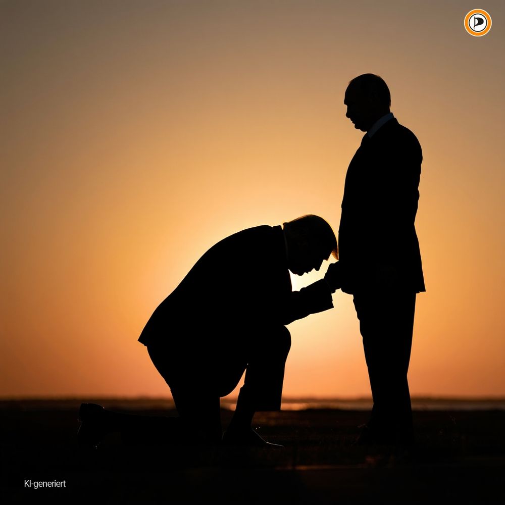 !B Silhouette of Putin and Trump kneeling before him in the sunset