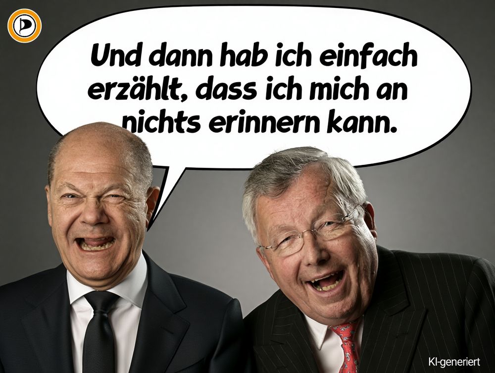 !B Olaf Scholz und Christian Olearius lachen. Scholz sagt: "Und dann hab ich einfach erzählt, dass ich mich an nichts erinnern kann."