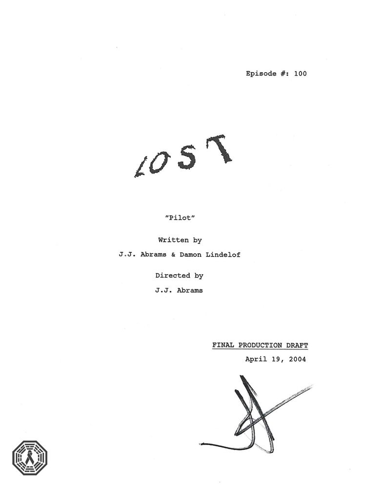 LOST Pilot script signed by JJ Abrams
