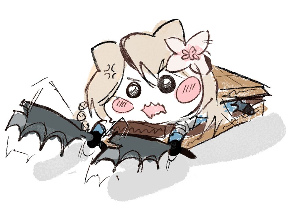 chiikawa kaine (as above) but now in a s'more. shes very cross about it
