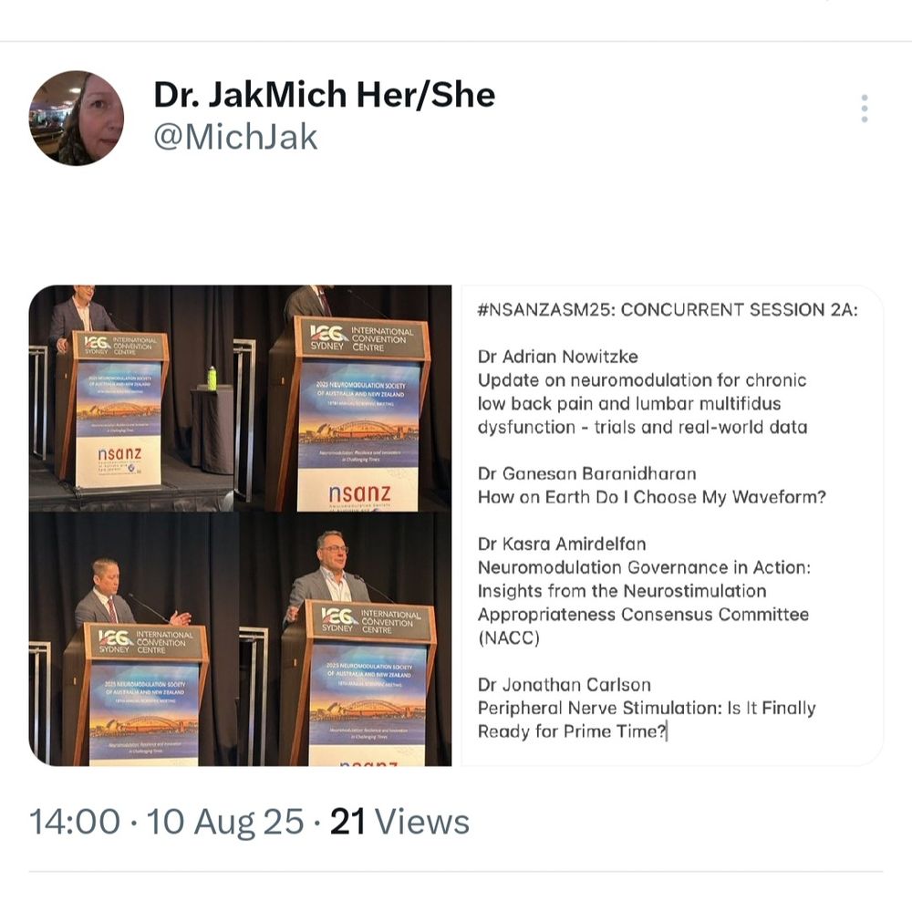 Screenshot of Twitter post by Michelle (@MichJak) with picture of 4 men standing at the same podium in turn, and a photo of the program to show that it was actually designed this way, and not, say, due to women speakers being unavailable at short notice.