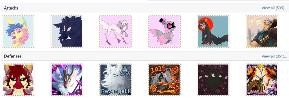 A screenshot of the amount of attacks OP completed on Art Fight in total.