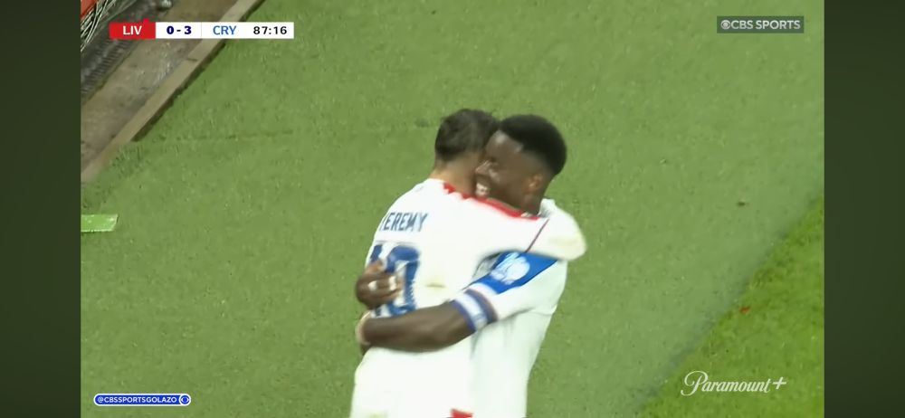 Marc Guehi hugging Yeremy Pino