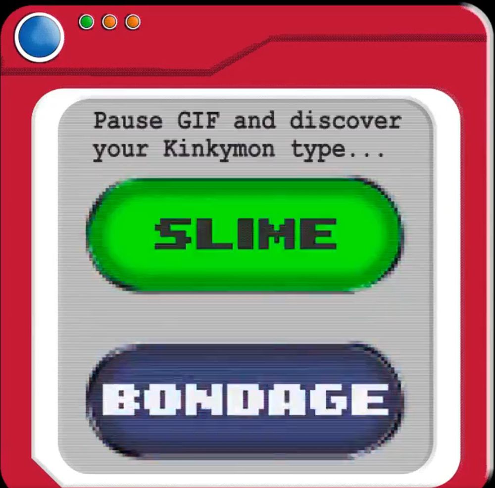 A kinkydex. On the screen it shows Slime in Green above Bondage in a deep violet or navy blue