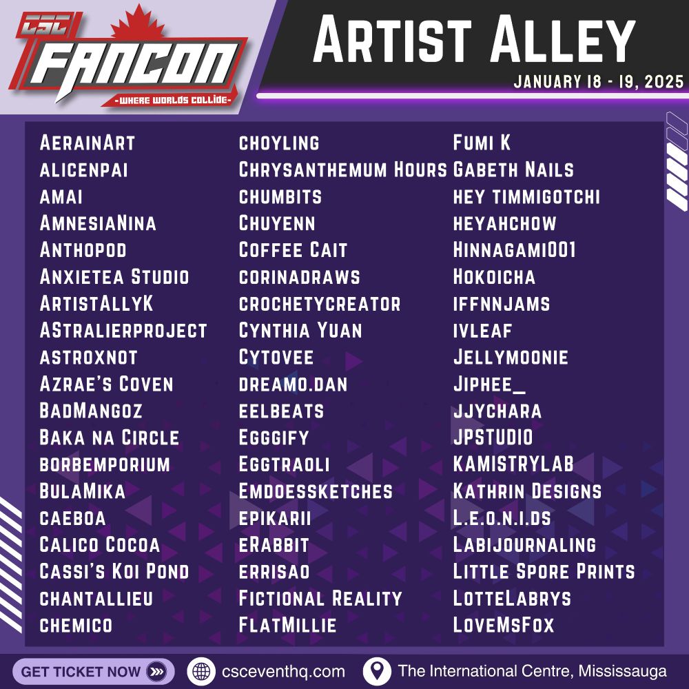 Names of all the artists, part 1.