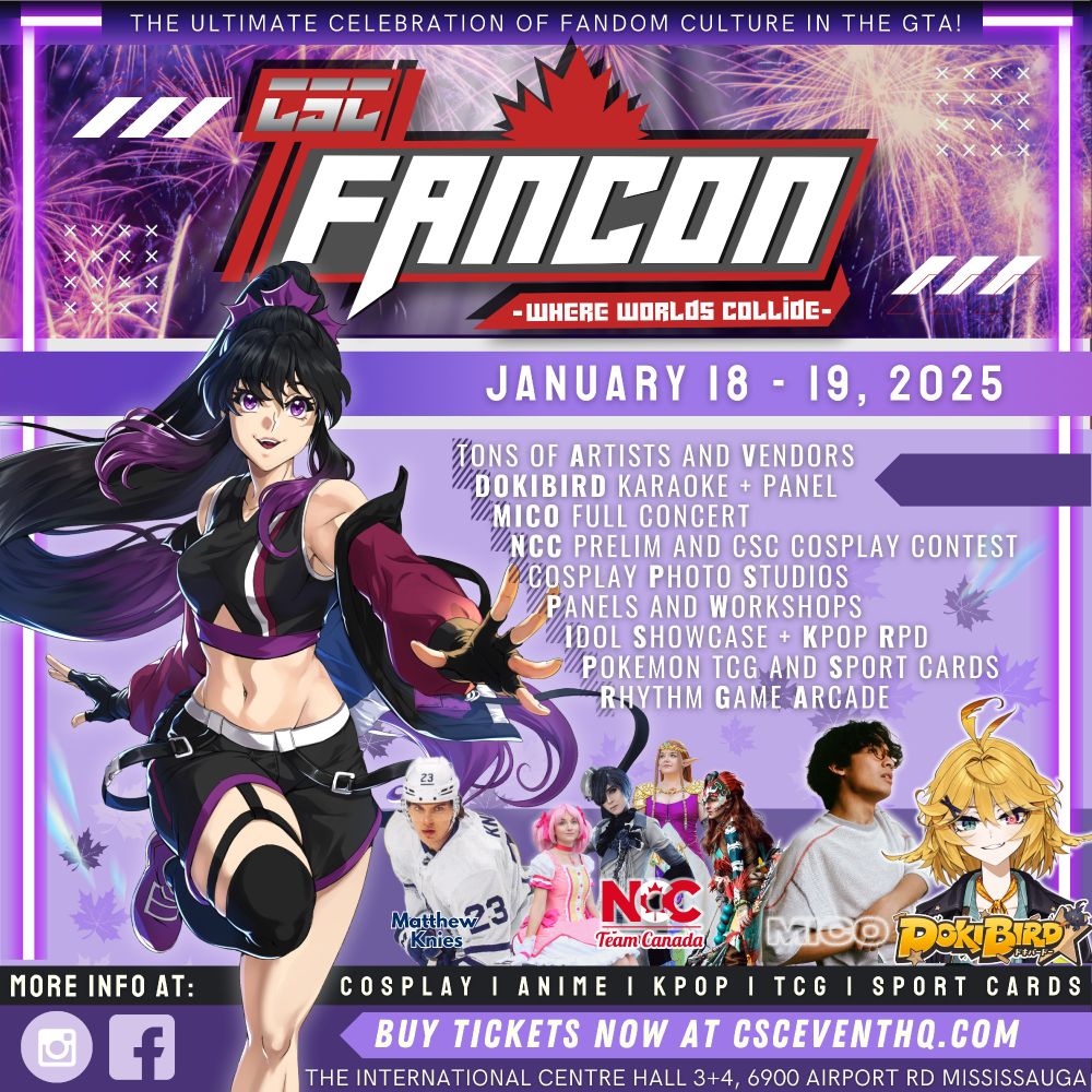 Promotional image for CSC Fancon, showcasing their events.