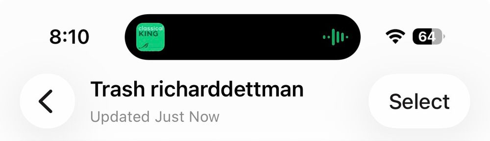 Screenshot detail of iPhone mail app showing “Trash richarddettman”