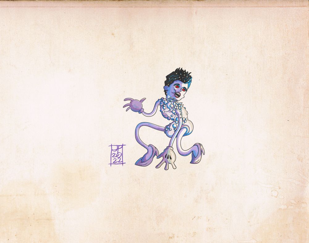 Gozer The Gozerian from Ghostbusters (1984) illustrated in the style of “Cuphead” by Joshua Potter for Inktober 2022.