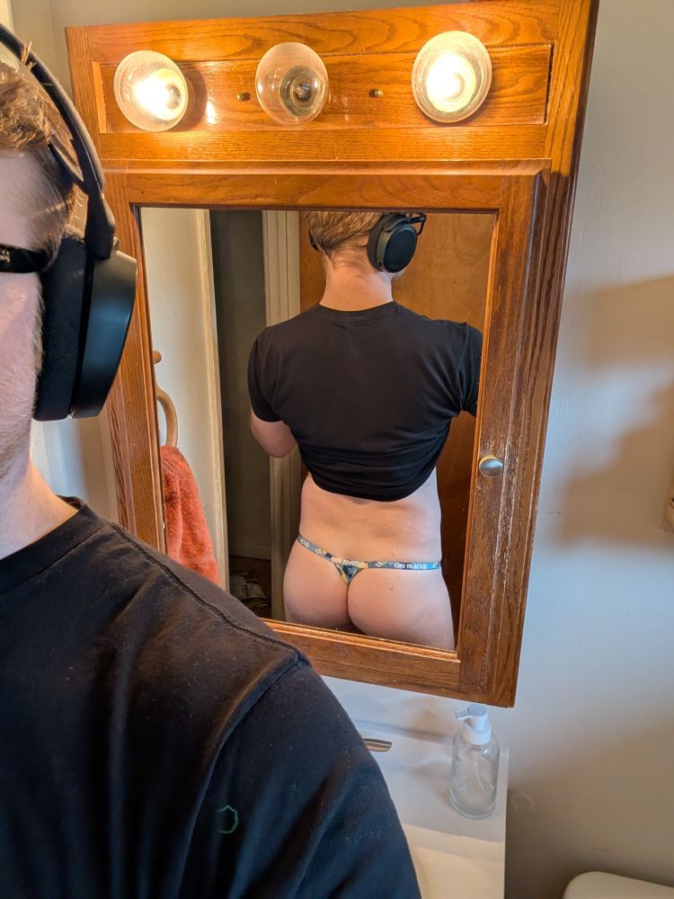 Back view of me wearing a blue camo Ontracks thong