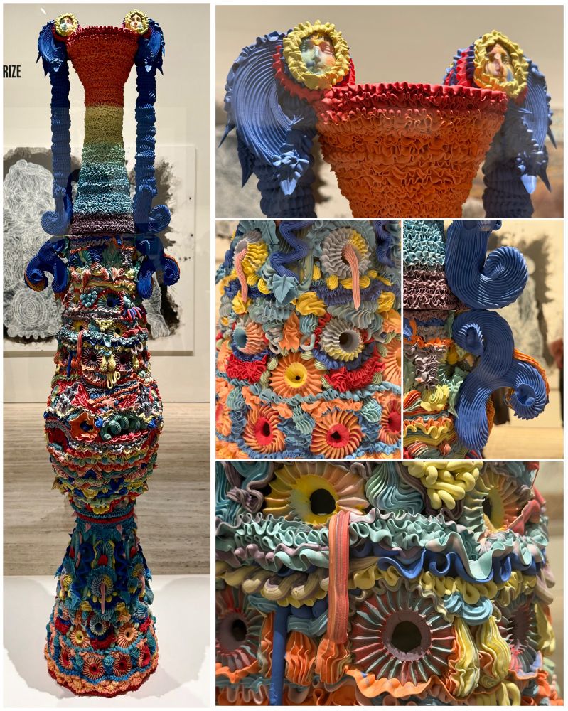 a collage of photos of a sculpture 