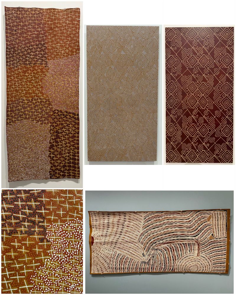collage of Indigenous Australian paintings
