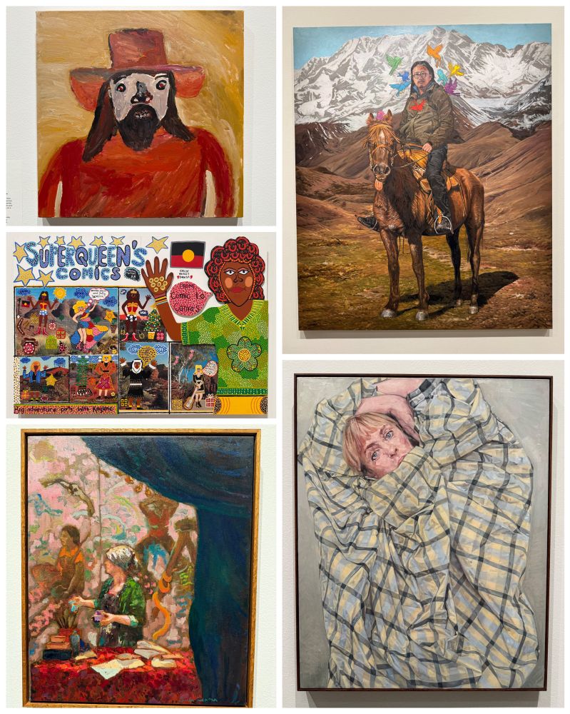 a collage of paintings 