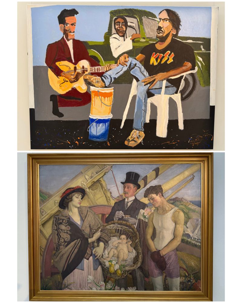collage of pictures: tow group paintings nearly 100 years apart