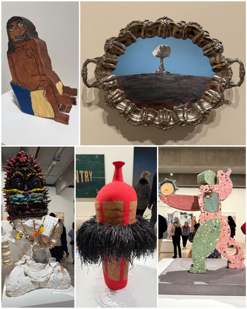 a collage of sculptures 