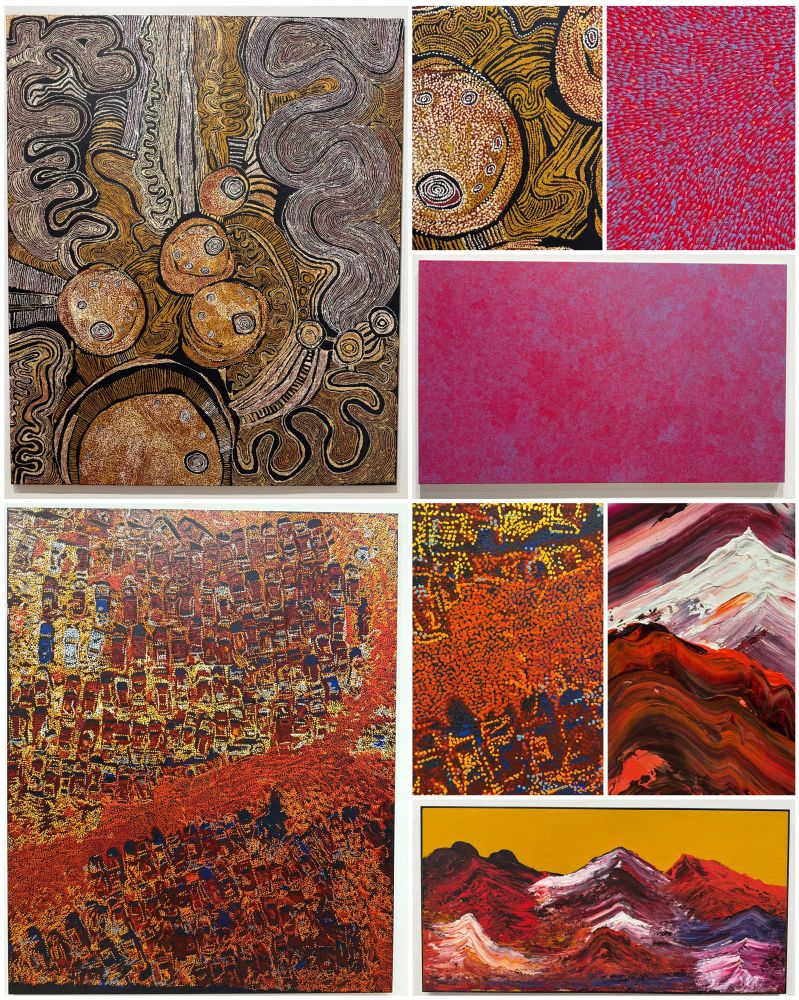 a collage of paintings
