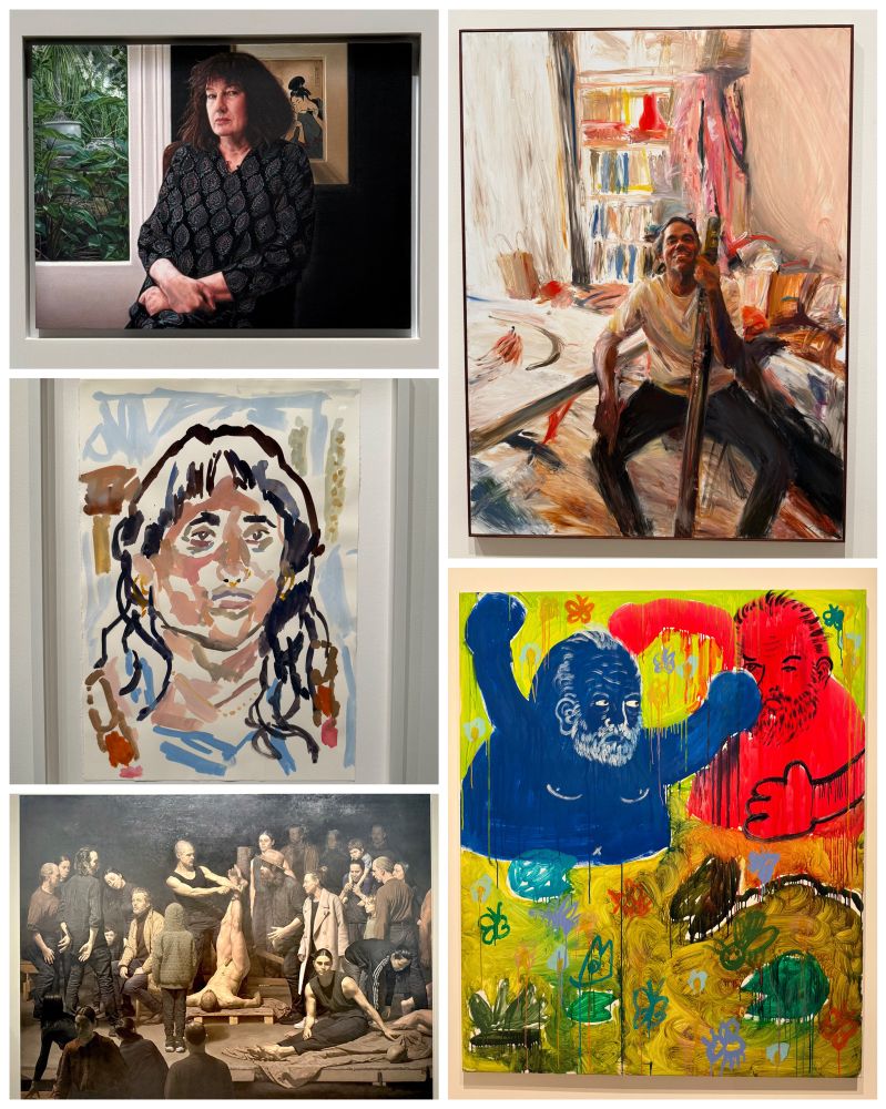 a collage of paintings