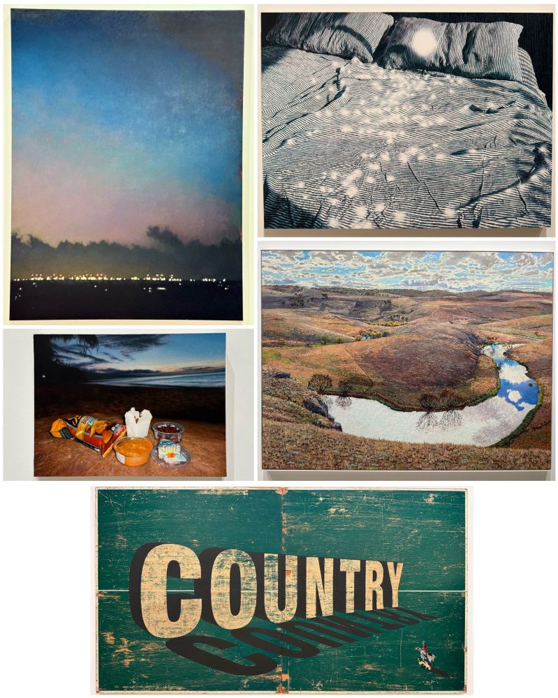a collage of paintings