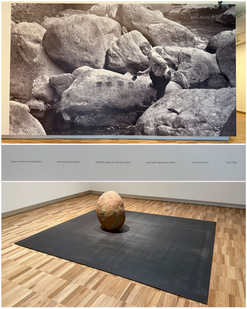 minimalist sculpture using rocks, and a photo of the arts in a rocky area