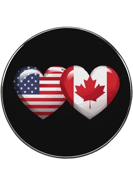 Heart shapes of the American and Canadian flags together, signifying our love for each other.
