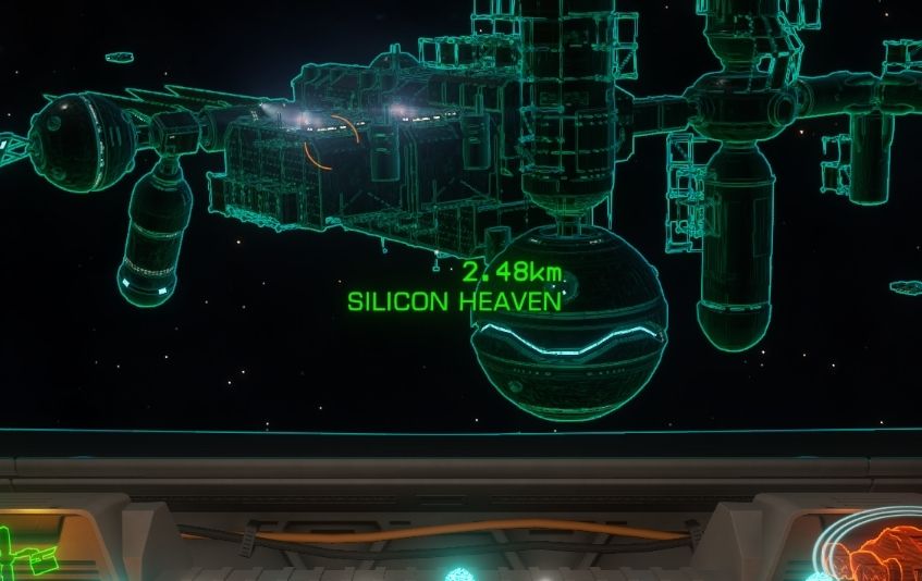 A newly-minted orbital outpost, dubbed Silicon Heaven, created using the colonisation feature in Elite Dangerous. 
