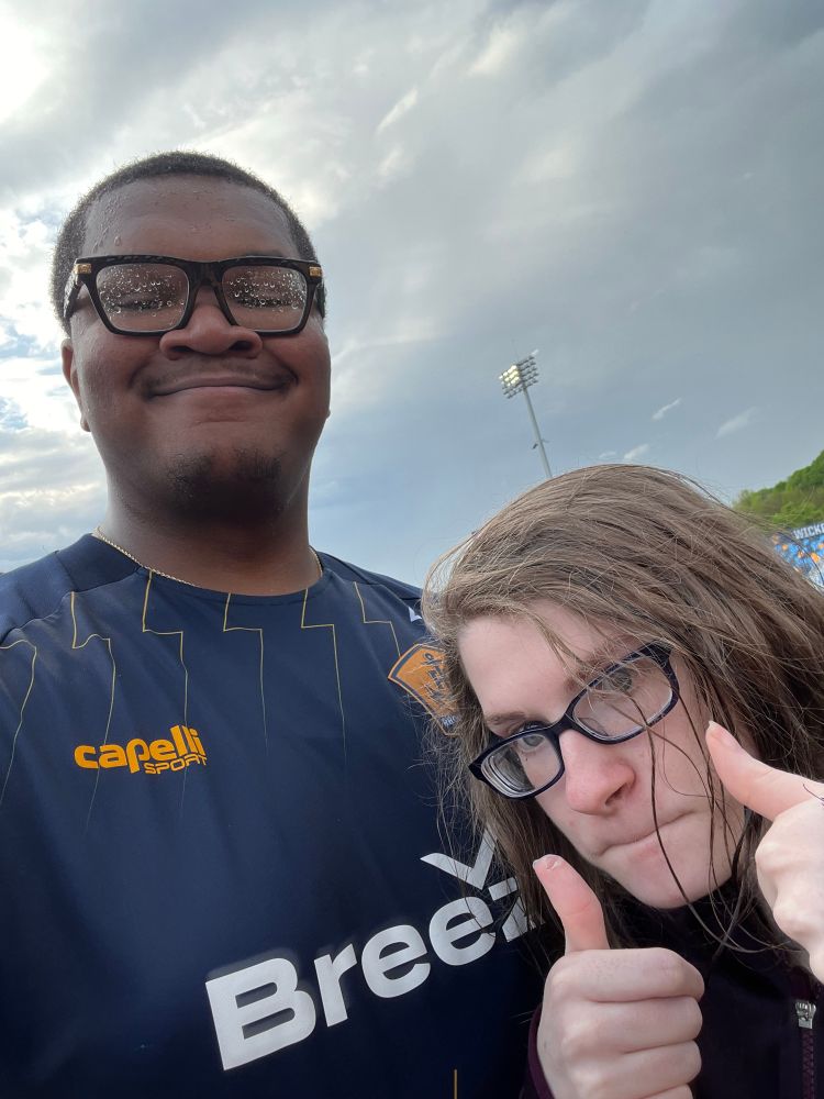 Me & Katie, but soaked from some wildly aggressive rain