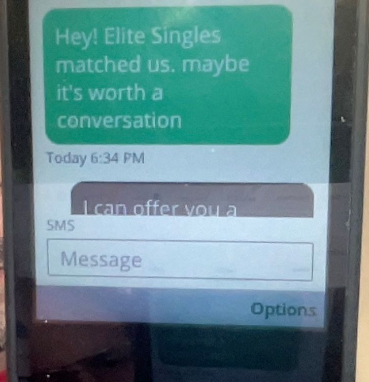 "Hey! Elite Singles matched us. maybe it's worth a conversation