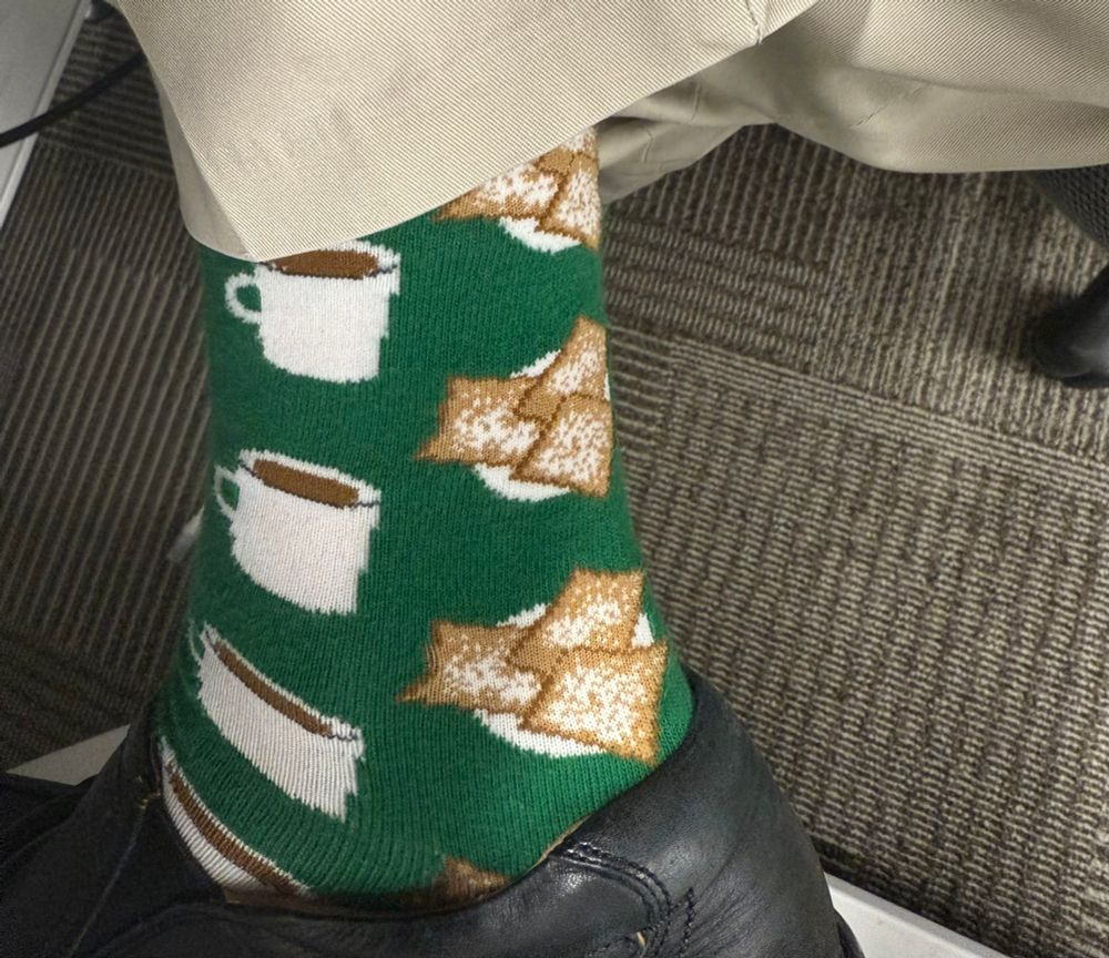 Beignet and coffee Sock.