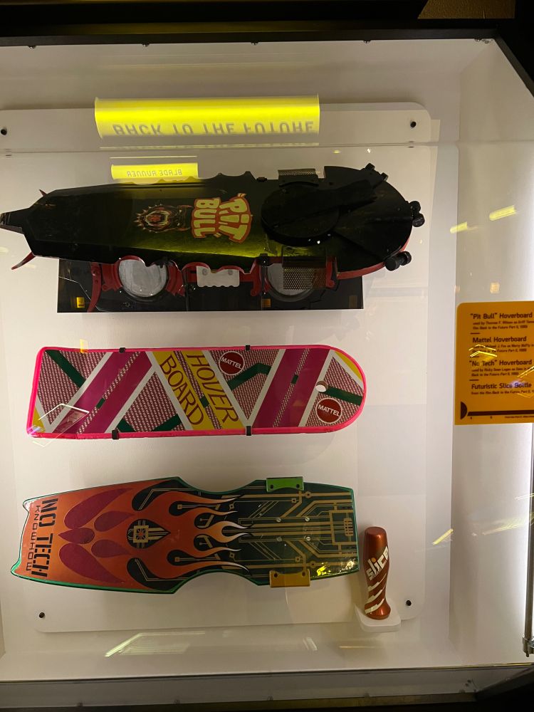 Hoverboards, including the one used by Michael J Fox, from Back to the Future II. 