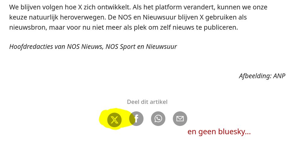 "Deel op X"-knop onderaan het artikel.
