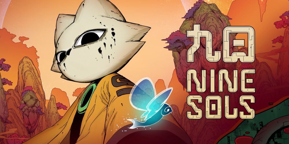 Portada de Nine Sols, donde vemos a su protagonista Yi observar a la Ninfa Mística, una pequeño insecto que nos acompaña en la aventura y nos permite resolver algunos puzles.