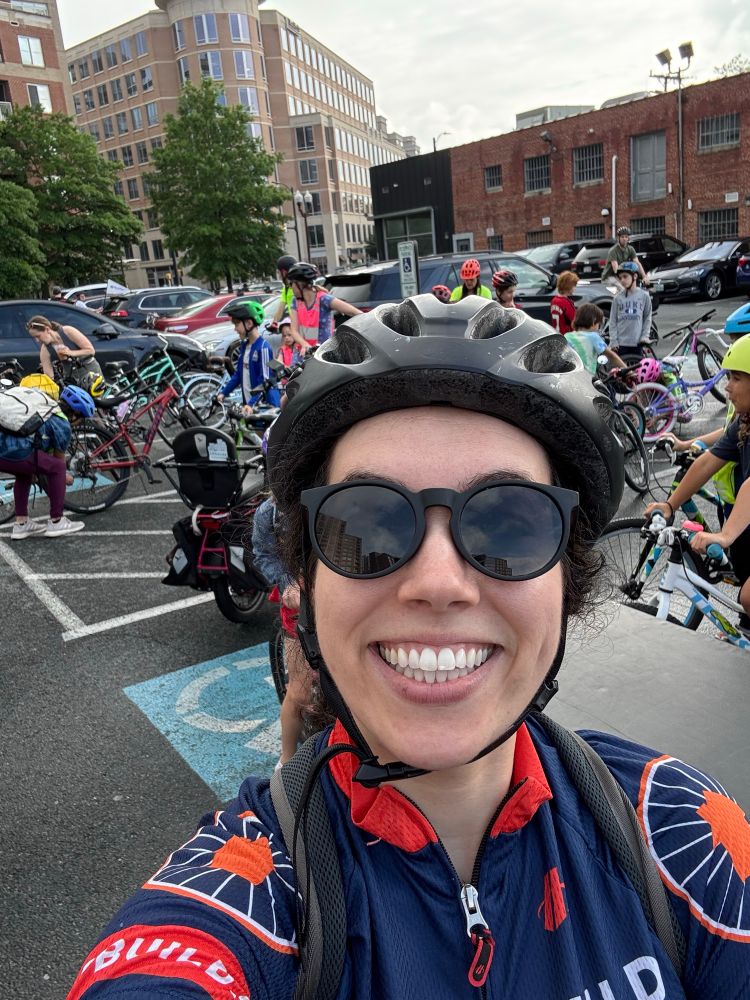 Selfie in front of a sea of bicycles