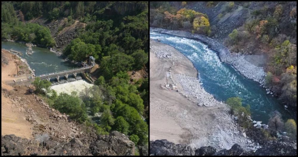 (BEFORE AND AFTER PHOTOS) The Klamath Hydropower Dams Are All Gone As of Today