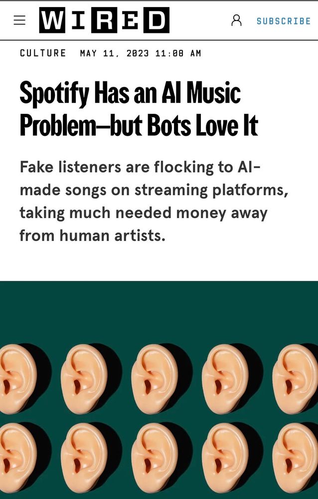 wired-Artikel: Spotify has an AI Music Problem - but Bots Love It