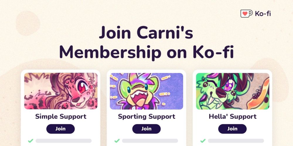 Join Carni's Ko-fi Membership on Ko-fi