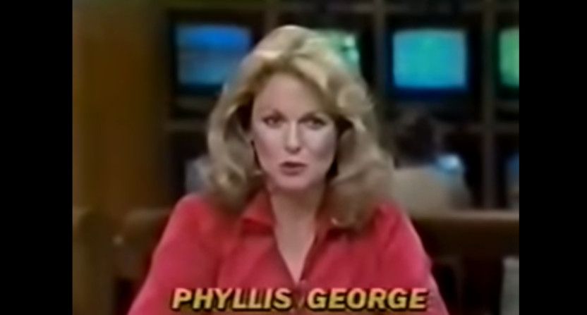 Phyllis George on the set of NFL TODAY