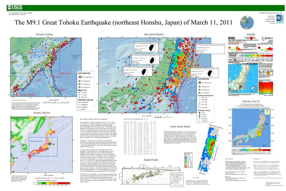 Big poster by the USGS explaining the 2011 Tohoku-oki earthquake