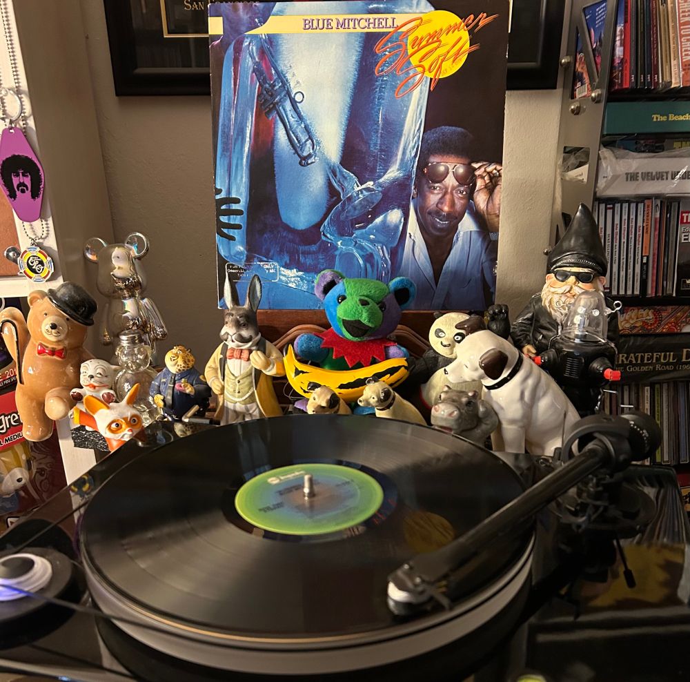 No logical reason I should be enjoying this 1978 album by legendary trumpeter Blue Mitchell as it is a totally "smooth jazz" vibe of the times, but its working for me somehow. His final LP, maybe its just his tone which doesn't feel completely watered down by the form or some fun tunes (title track by Stevie Wonder). I dunno. But I'll be keeping this recent thrift shop score.