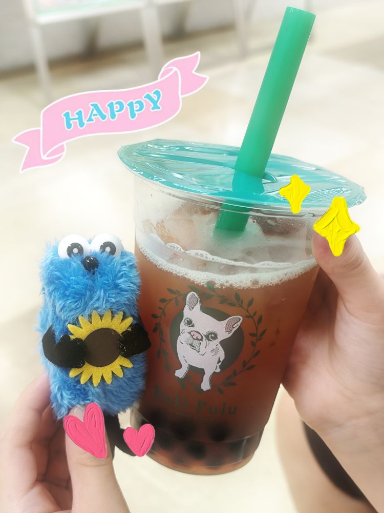 ぬいぐるみ　ぬい撮り　ぬい活　パペットスンスン　タピオカドリンク　ピーチティー