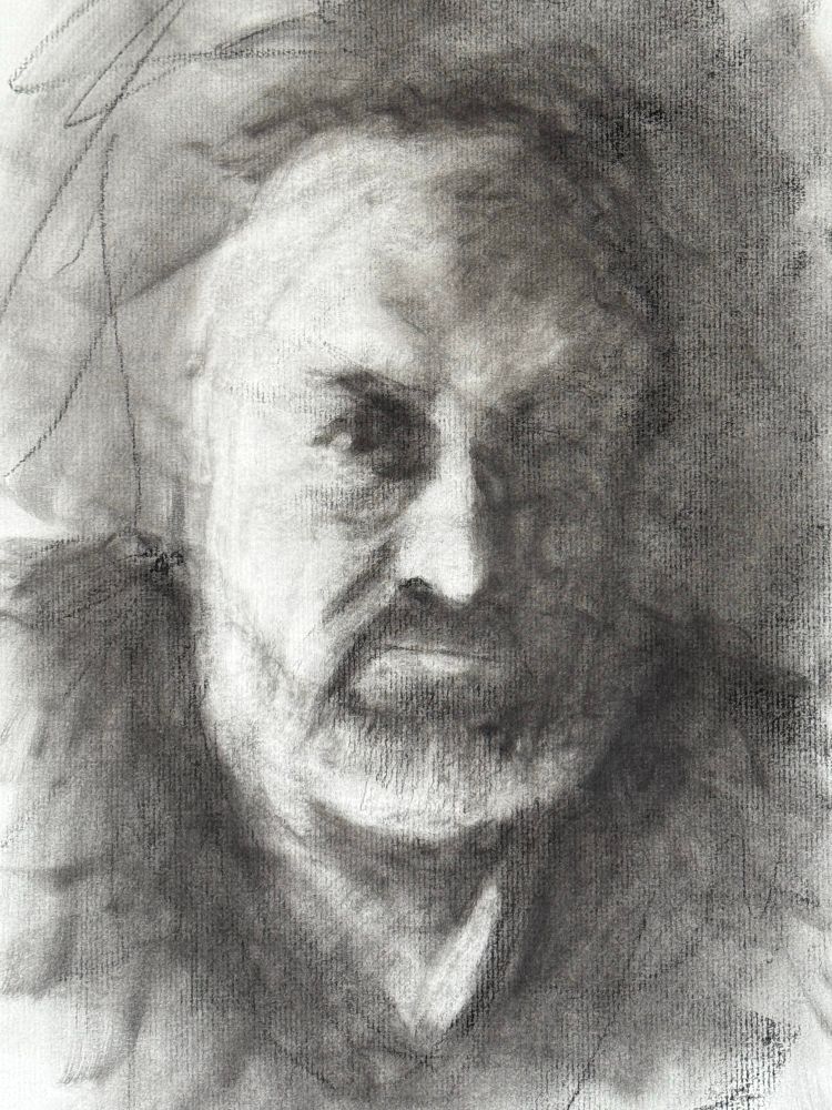 Self portrait in charcoal