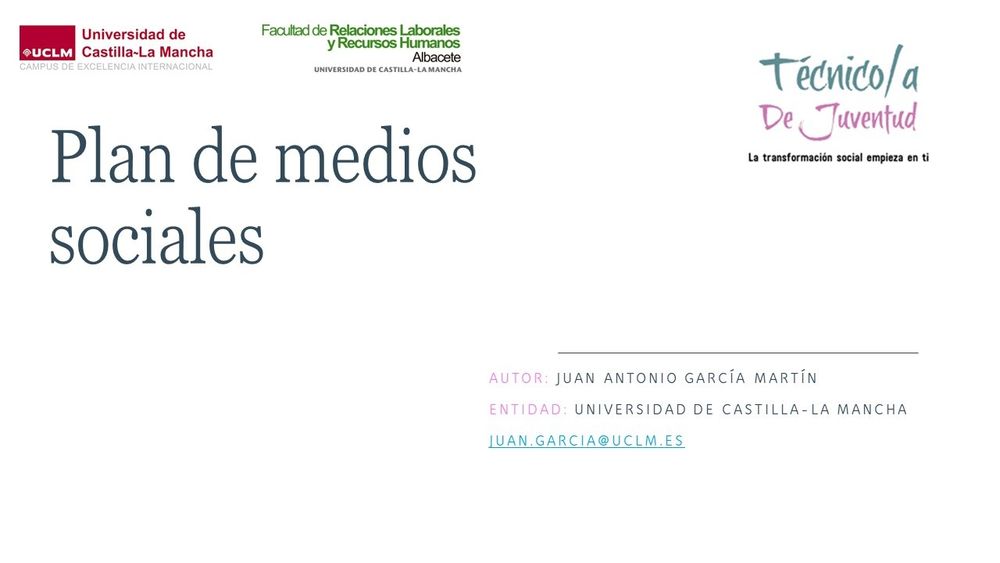 Plan de medios sociales. Técnico/a de Juventud