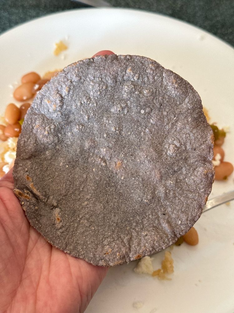 Blue corn masa tortilla