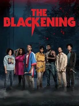 Movie cover for The Blackening showing all of the main characters in a line